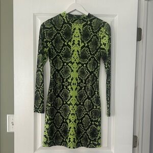 VENUS Lime and Black Snake Print Mini Dress
